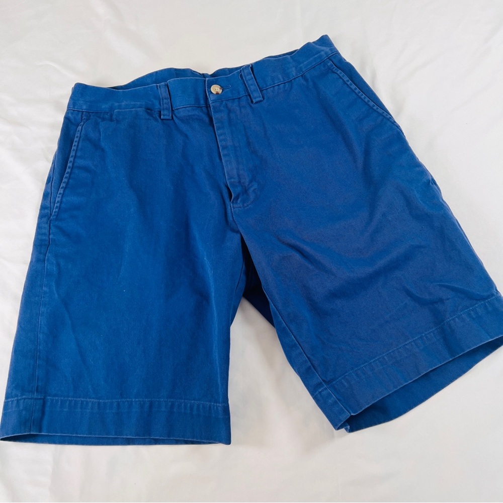 Polo Ralph Lauren Mens Blue Cotton Chino Shorts Size 30 Flat Front Casual Summer